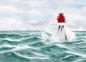 Preview: Postkarte DIN-A6  Aquarell Maritim Kunst Druck Kunstdruck Nordsee Insel Borkum18 Fischerbalje Bake Leuchtfeuer
